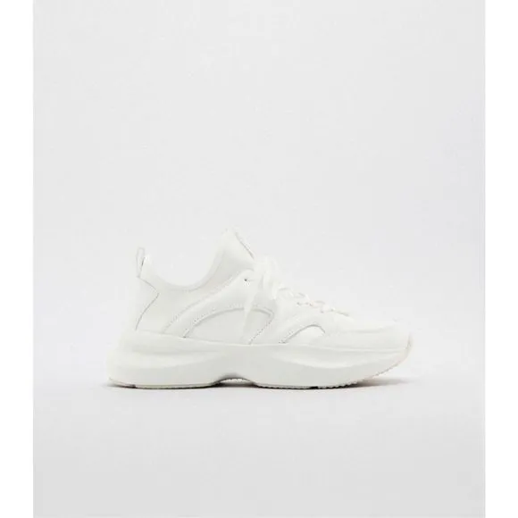 Zara Leather Running Shoes White Size 39
