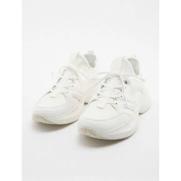 Zara Leather Running Shoes White Size 39