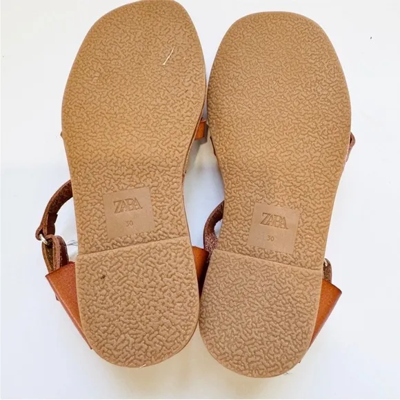 Zara little girls fisherman tan leather sandals NWT