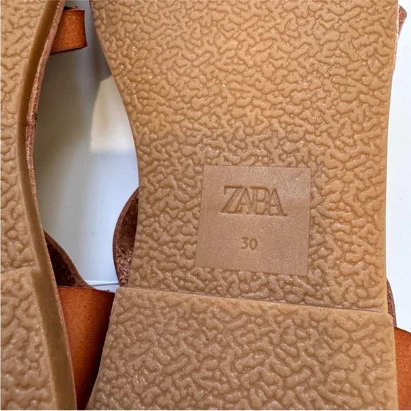 Zara little girls fisherman tan leather sandals NWT