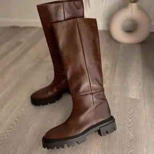 Zara Iconic Tall Leather Boots 8