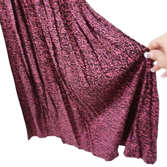 Zashi Vintage Dress Sz L PLUM Collar MAXI Pleated LONG Career Church Lady Boho