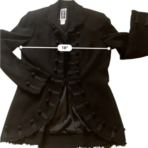 Zelda Women’s Size 6 Black Military Style Fringe Blazer Built in Shoulder Pads