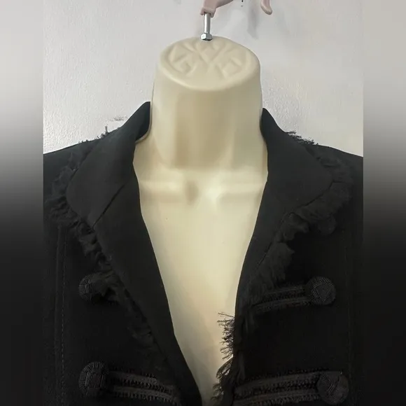 Zelda Women’s Size 6 Black Military Style Fringe Blazer Built in Shoulder Pads