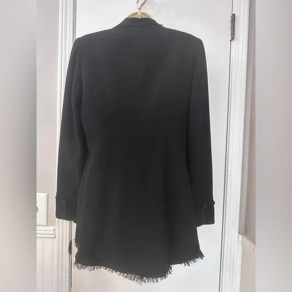 Zelda Women’s Size 6 Black Military Style Fringe Blazer Built in Shoulder Pads