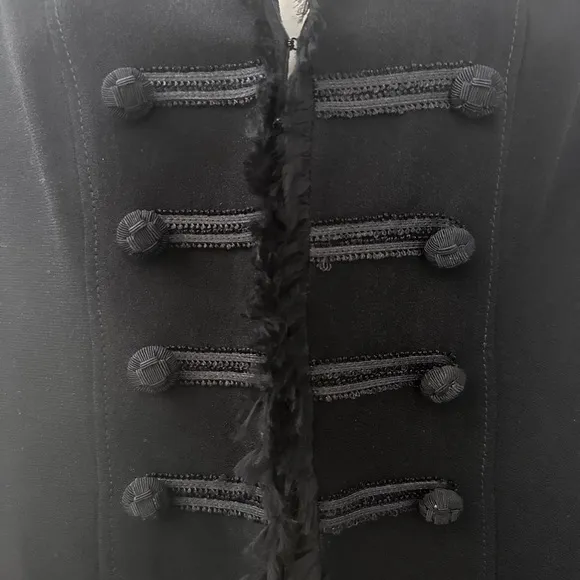 Zelda Women’s Size 6 Black Military Style Fringe Blazer Built in Shoulder Pads