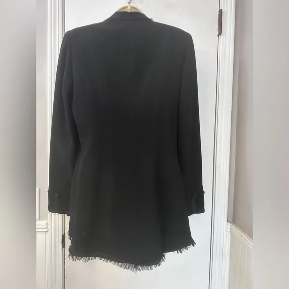 Zelda Women’s Size 6 Black Military Style Fringe Blazer Built in Shoulder Pads