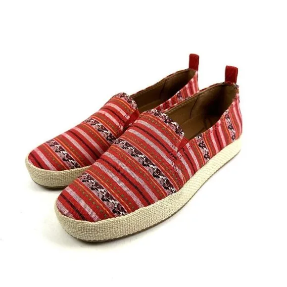Zodiac Roma Shoes 7.5 Red Aztec Southwest Boho Slip On Flats Womens Brand New