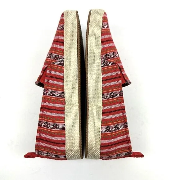 Zodiac Roma Shoes 7.5 Red Aztec Southwest Boho Slip On Flats Womens Brand New